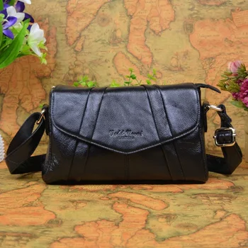 

GOLD CORAL Designer Genuine Leather Women Bags Casual Crossbody Bag Cow Leather Fashion Female Flap Multi-pocket Shoulder Bags