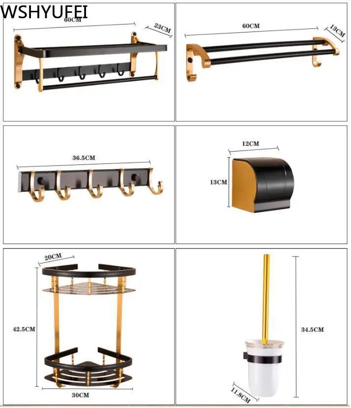 Набор аксессуаров для ванной, черный крючок для халата, вешалка для полотенец, барная полка, держатель для бумаги, держатель для зубной щетки, аксессуары для ванной комнаты