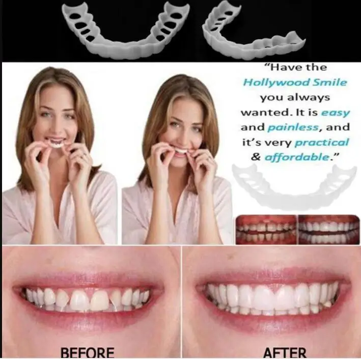 

Natural Fake Tooth Perfect Smile Denture Teeth Comfort Fit False Teeth Reusable Teeth Cover Adjustable Flex Veneers Teeth