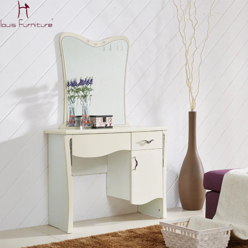 Simple White Piano Surface Paint Dressing Table With Mirror