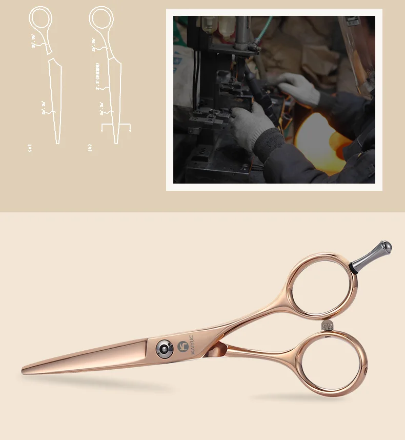 Tesouras de Corte de Cabelo de Aço Tesouras do Cabelo Kumiho Polegada Japão Inoxidável Tesoura Cor Ouro Rosa Logotipo Personalizado Disponível 5.5 440c 3 High Quality Beleza e saúde