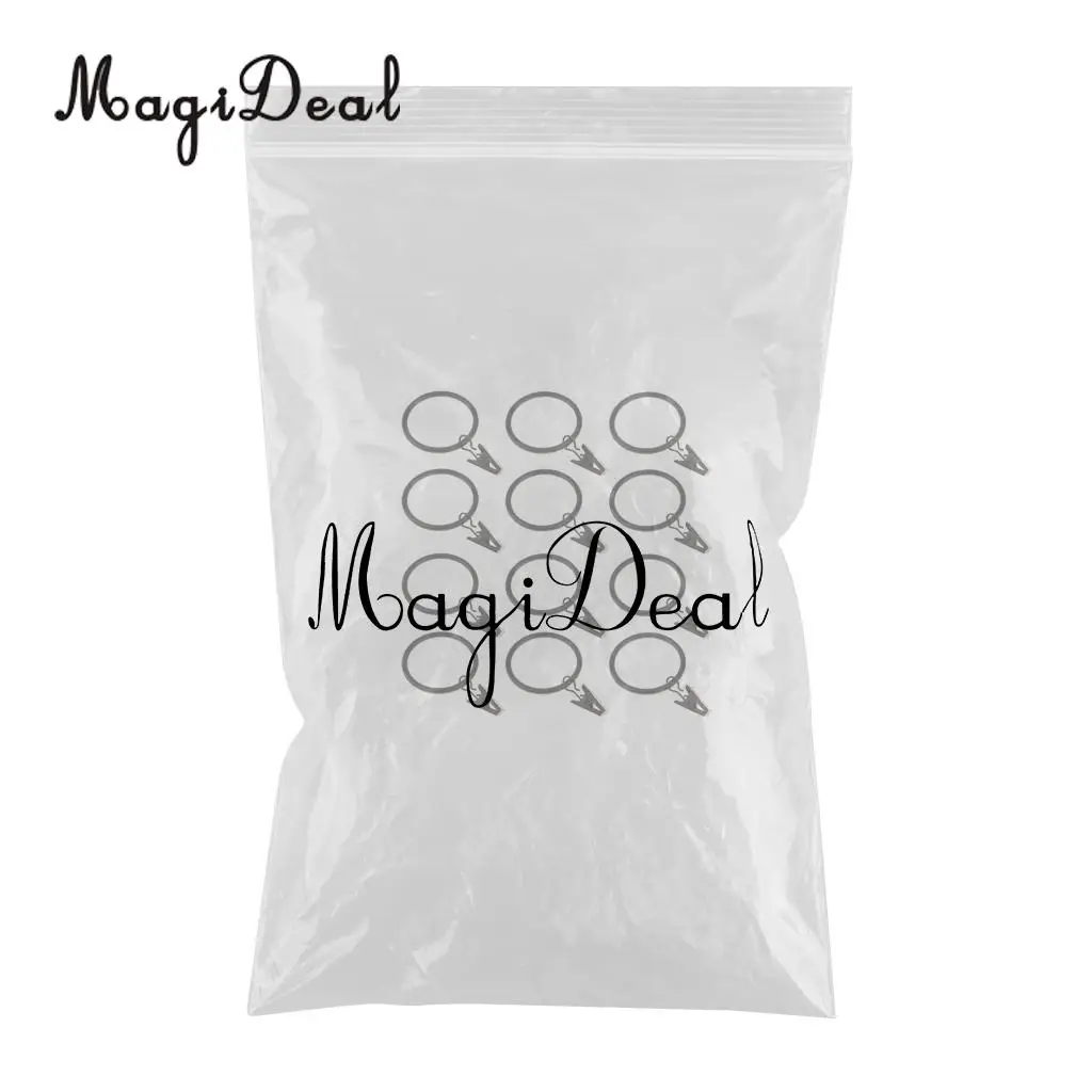  12-Pack Curtain Clip Rings Curtain Glider Hook with Clips for Door Panel Blinds Black