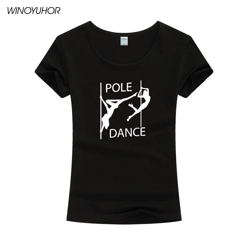 Женская футболка с принтом Pole Dance хлопковая модная хипстерская короткими