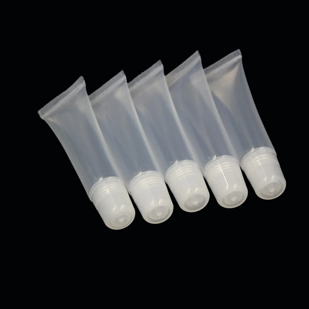 

100pcs Plastic Cosmetic Containers Empty Lip Gloss Tubes 12ml Clear Squeeze Packaging lipgloss Container Bottles Refillable Tube