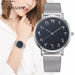 CCQ брендовые Серебристые сетчатые часы уникальные арабские цифры часы повседневные женские мужские кварцевые наручные часы из