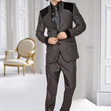 Новое поступление красивый свадебный костюм для выпускного серый и черный Для мужчин Костюмы 2 шт. Смокинги для женихов индивидуальный заказ Best костюм дружки Костюмы