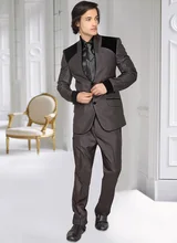 2016 New Arrival Handsome Wedding Prom Suit Gray And Black Men Suits 2 Pieces Tuxedos Custom Made Best Man Suit Groomsman Suits