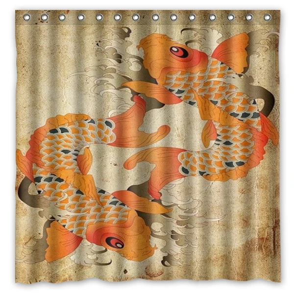 

Novelty Vintage Bathroom Products!Fancy carp&Koi Printed Waterproof Polyester Shower Curtain/Bath Curtain( 180X180CM)