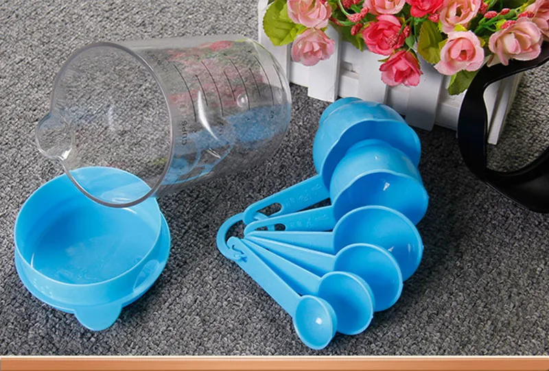 7 шт./компл. синий пластиковый мерный стакан кухонные взвешивающие приборы Наборы ложек для Кухня выпечки Кофе Градуированный мерная ложка