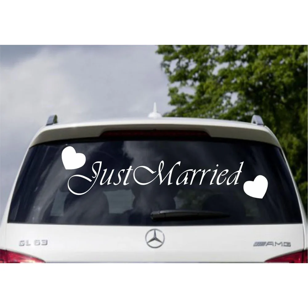 Just Married Wedding Car Window Banner Signs Sticker Decals Vinyl 