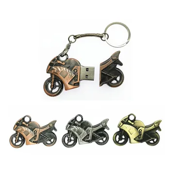 

Pen Drives Metal Cool Motorcycles USB Flash Drive 32GB 16GB 8GB 4GB keychain U Disk pendrive bronze moto cool gift + Key Chain