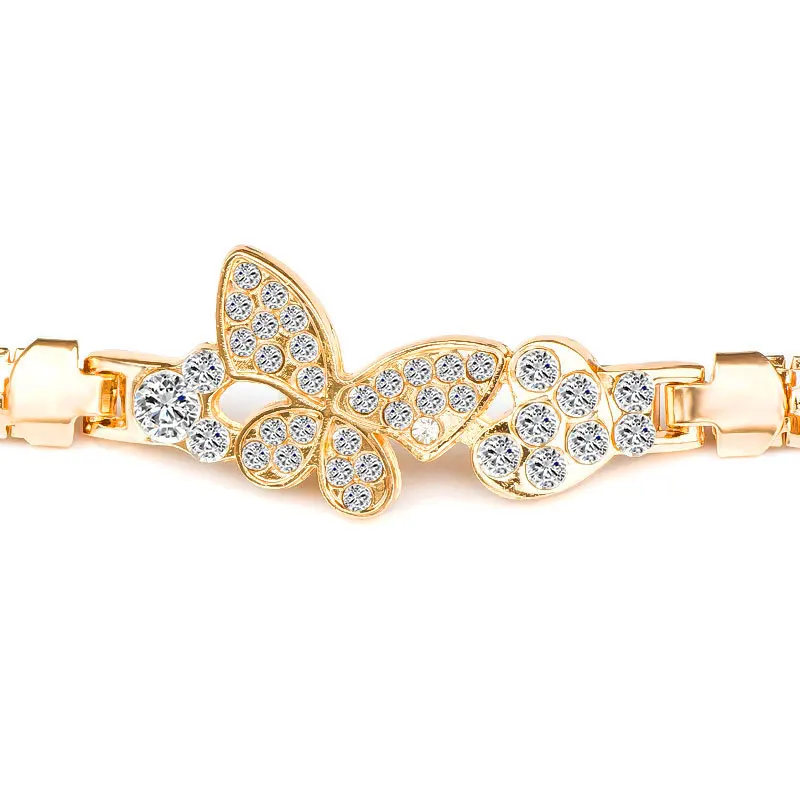 SHUANGR, винтажные хрустальные браслеты с бабочкой, браслеты с Золотой змеиной цепью, браслеты для женщин, ювелирные изделия, высокое качество