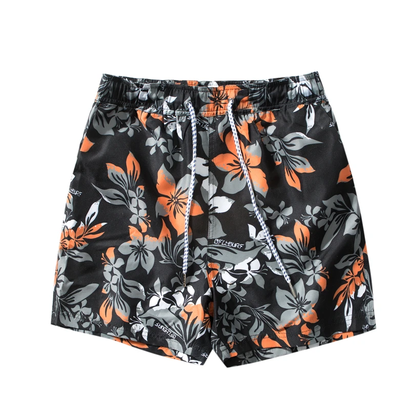 black and orange swim trunks