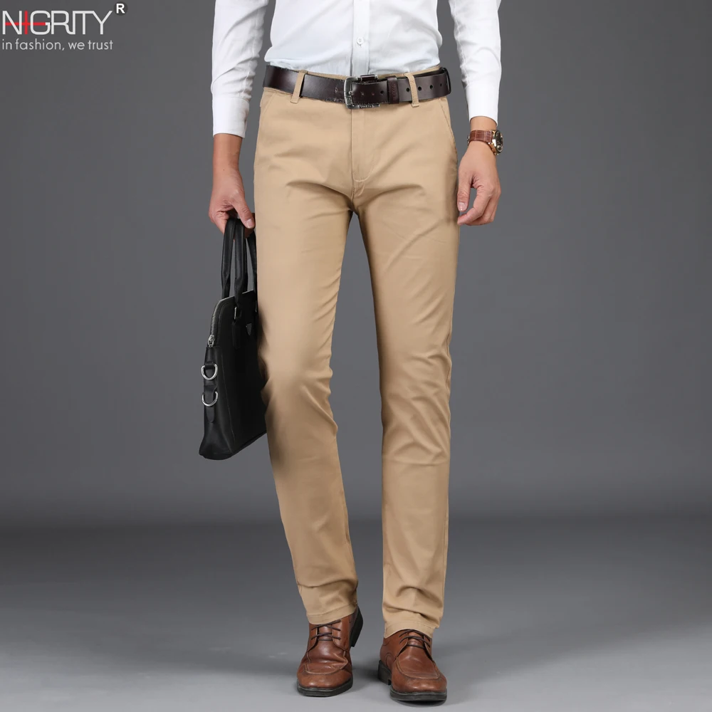 NIGRITY New autumn winter Men's Fashion Business Casual long Pants male ...