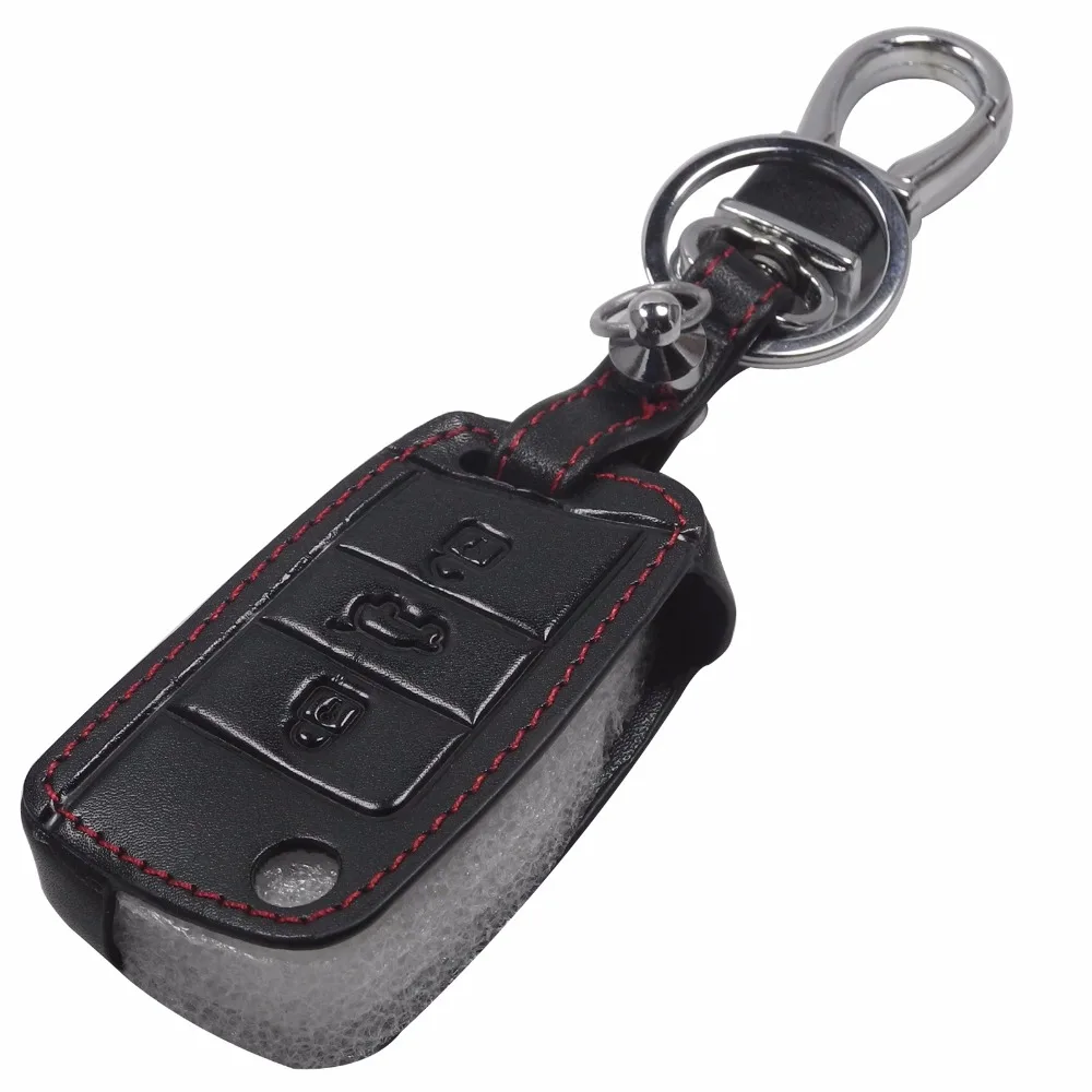 Кожаный чехол для ключей jingyuqin Volkswagen VW Golf 7 GTI R MK7 Tiguan 2017 Skoda Octavia A7 Seat Leon Ibiza Key|key cover