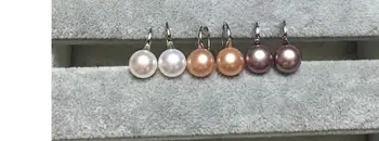 

3 pair of 9-10mm south sea flat round white pink purple pear earrings 925s