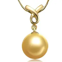 GVBORI 10-11 мм Южного Моря Природные Золотой Жемчужное Ожерелье Кулон С 18 К Золото Изящных Ювелирных Изделий Валентина Золото перл