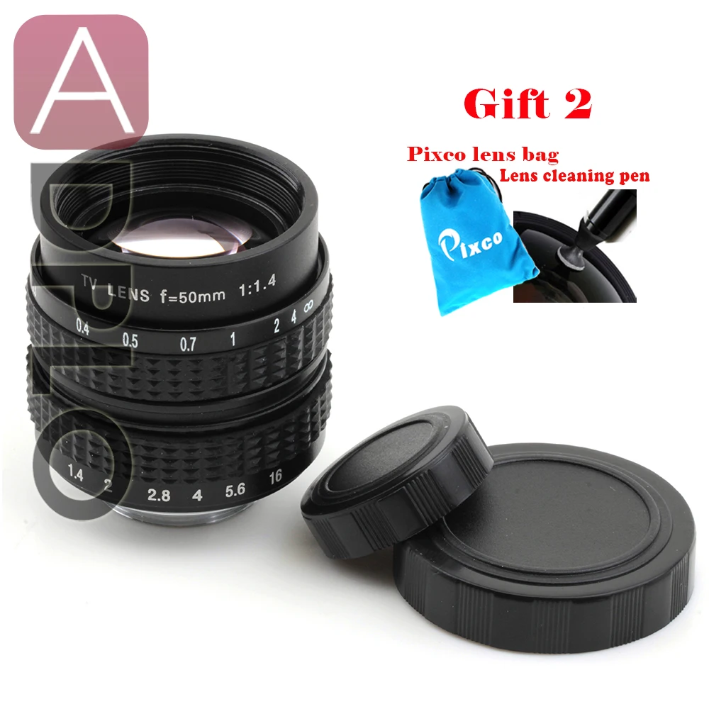 

for C Mount Camera 50mm F1.4 2/3"Television TV Lens/Camera Lens in Black with lens bag /cleaning Pen