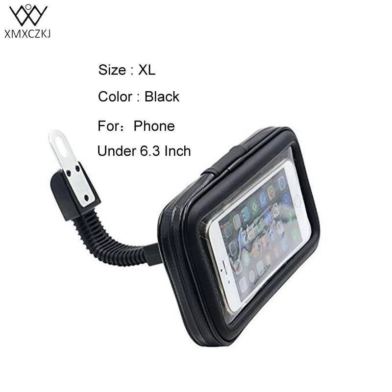 XMXCZKJ мотоциклетный держатель для мобильного телефона с поддержкой Moto велосипедная подставка для смартфона велосипедная водонепроницаемая сумка сотовый Чехол для телефона gps Держатель - Цвет: Black XL