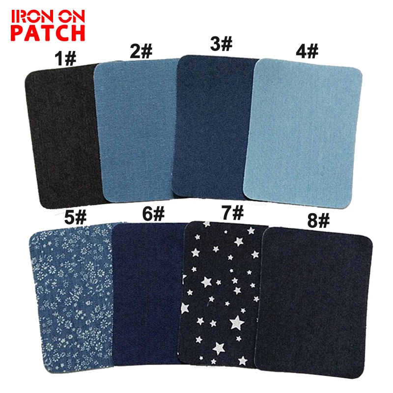 5PCS Denim Iron On Patches DIY Jeans Embroidered Patch Ironing Patch For Jean Backpack Sewing Craft Repair Elbow Knee Denim