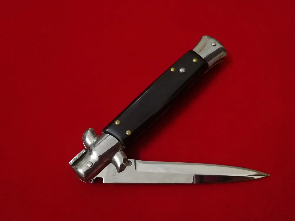 WHYEDC бренд AKC стилет складной нож 440A нержавеющая сталь зеркальное лезвие с акриловой ручкой тактический боевой военный нож s