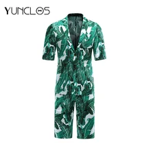YUNCLOS/новые модные мужские костюмы с короткими рукавами, летние облегающие костюмы, Мужская праздничная одежда, модный костюм с принтом, блейзеры и шорты