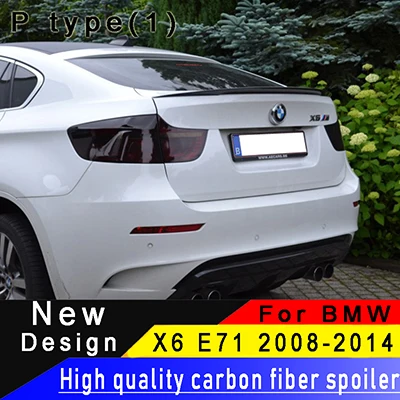 Для BMW X6 E71 2008 2009 2010 2011 2012 2013 углеродного волокна заднее крыло высокое качество X6 W71 спойлер из углеродного волокна - Цвет: P type (1)