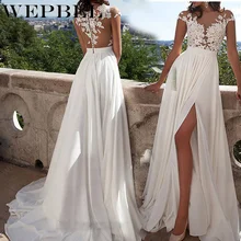 WEPBEL женское элегантное платье с v-образным вырезом белые свадебные кружевные платья длиной до пола