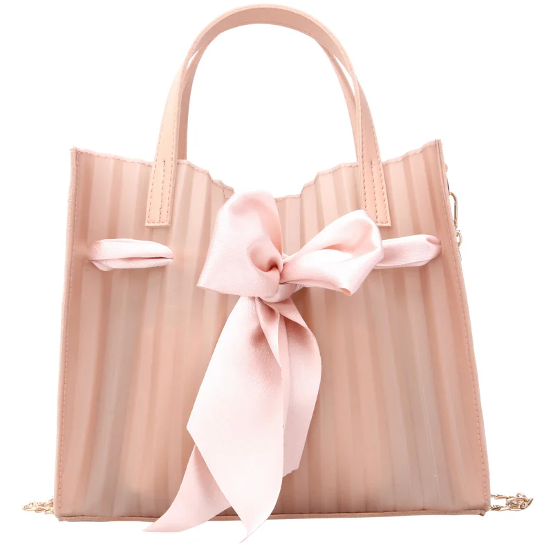 

jelly Large Female bag 2019 Fashion New High Quality PVC Women's Designer Handbag Cute Bow Tote bag Chain Shoulder Messenger bag