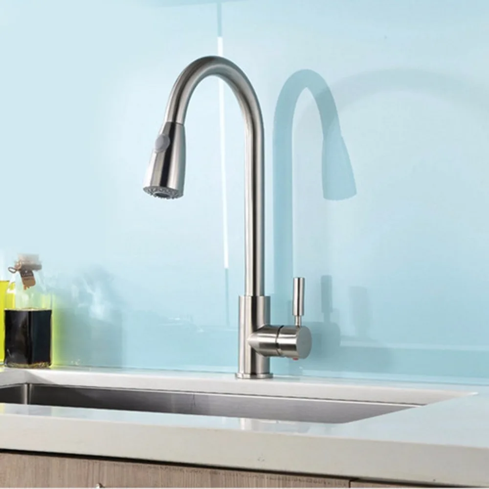 

304 Stainless Steel Kitchen Pull-out Faucet Hot And Cold Sink Telescopic Faucet