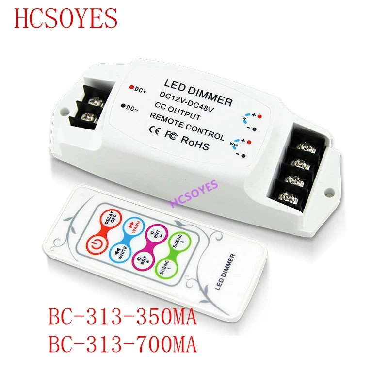 

BC-313 DC12V-48V 350MA/700MA led constant current PWM Color Temperature Controller with wireless RF remote for led light