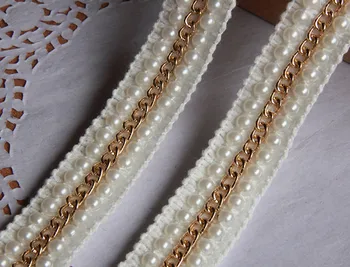 

luxury beaded trim, gold beads lace trim for sewing accessories, bridal Establishment, home decroration