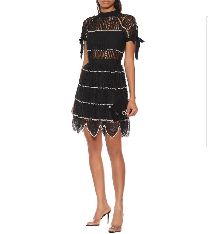 

2019 spring striped knitted dress black mini women dress