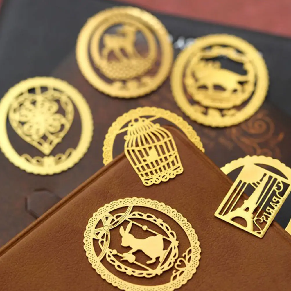 

Popular Cute Gold Metal Bookmark Fashion Birdcage Crown Cat Clips For Books Paper Creative Products Stationery