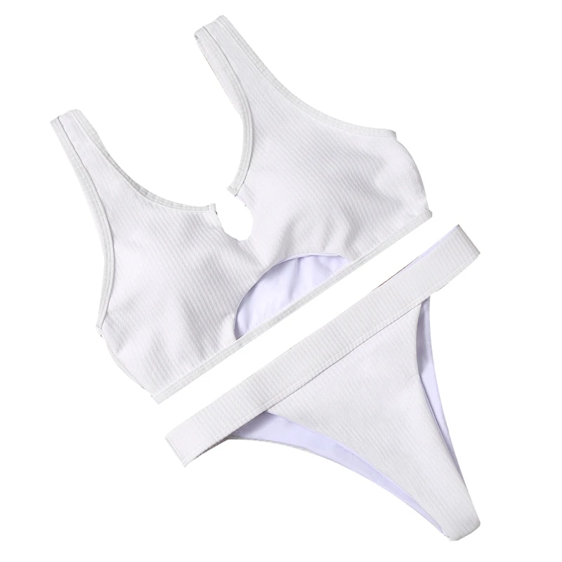 

Pit Hollow Bikini Simple Bikini Split U-Neck Swimsuit Bikini Split Swimsuit