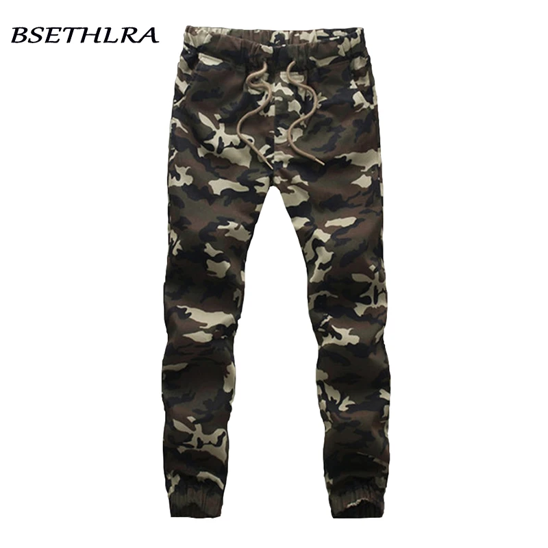 Comprar BSETHLRA 2019 nuevos pantalones para correr camuflaje militar puro algodón de 100% primavera otoño pantalones Harem para hombre Pantalones Camo para hombre
