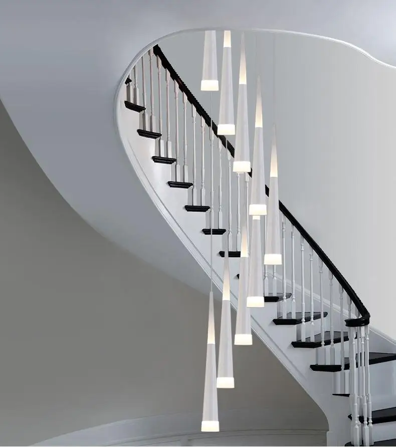 modern long led cone pendant lights for stairwell salon 1 long stairwell lighting