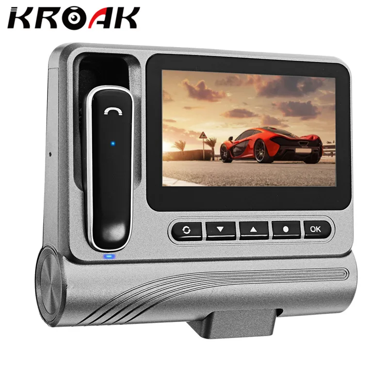 

KROAK Novatek 96223 FHD 1080P 3.0 Inch Car DVR With Bluetooth Earphone Dash Cam HD Video Recorder Night Vision