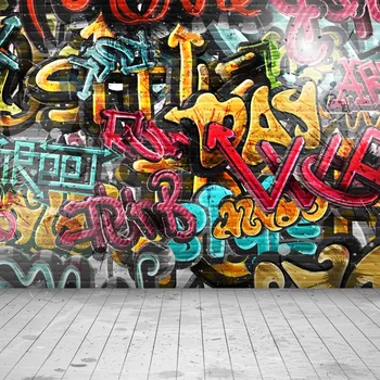 

10*10ft Colorful thin vinyl Graffiti wall Backdrops Kids Photography Background