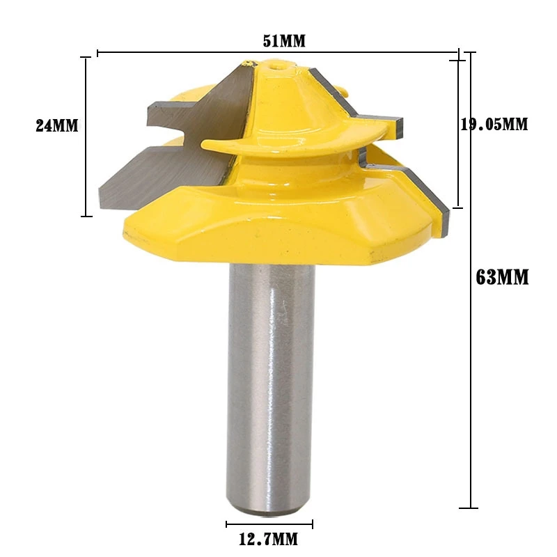 1PC 12.7mm Shank Medium Lock Miter Router Bit - 45 Degree Stock woodworking milling cutter/milling tools /carbide end mill
