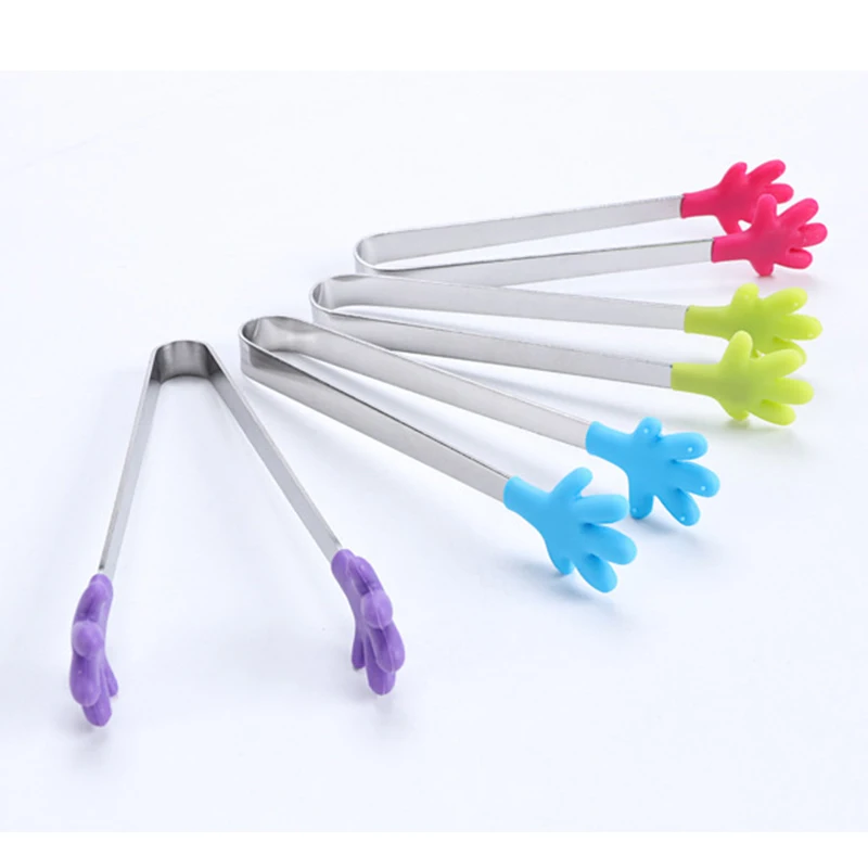 

Creative Hand Portable Small Palm Silicone Clip Non Slip Stainless Mini Food Ice Square Sugar BBQ Cube Clip Kitchen Tools 60