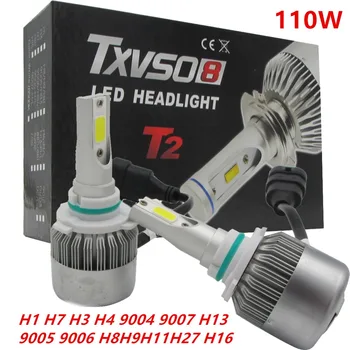 

Car headlights H7 H13 H4 H11 LED 1pair High-power 9200LM led light bulb emphasize 110W 12V COB led car headlight for chips
