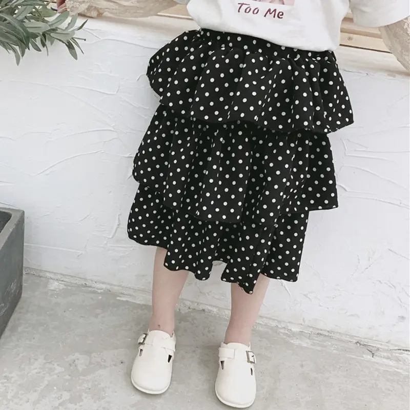 

Toddler Tutu Skirts Summer Lovely Chiffon Princess Dot Skirt for Girls Tulle Pleated Long Skirts Baby Girl Clothes White/black