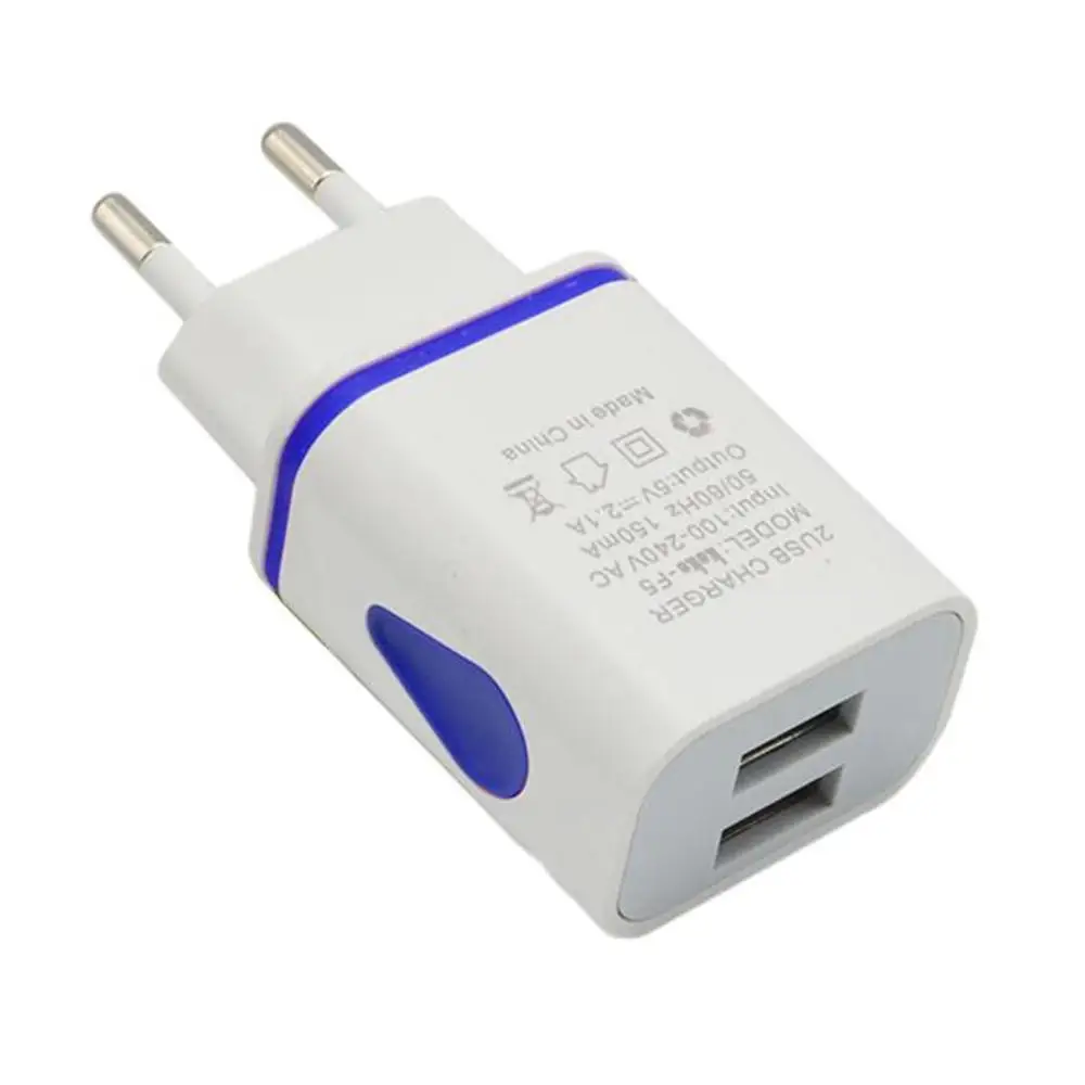 EPULA модный светодиодный USB 2 порта настенный домашний дорожный AC мобильный телефон зарядное устройство адаптер для S7 EU штекер для MP3 плееров - Цвет: Blue