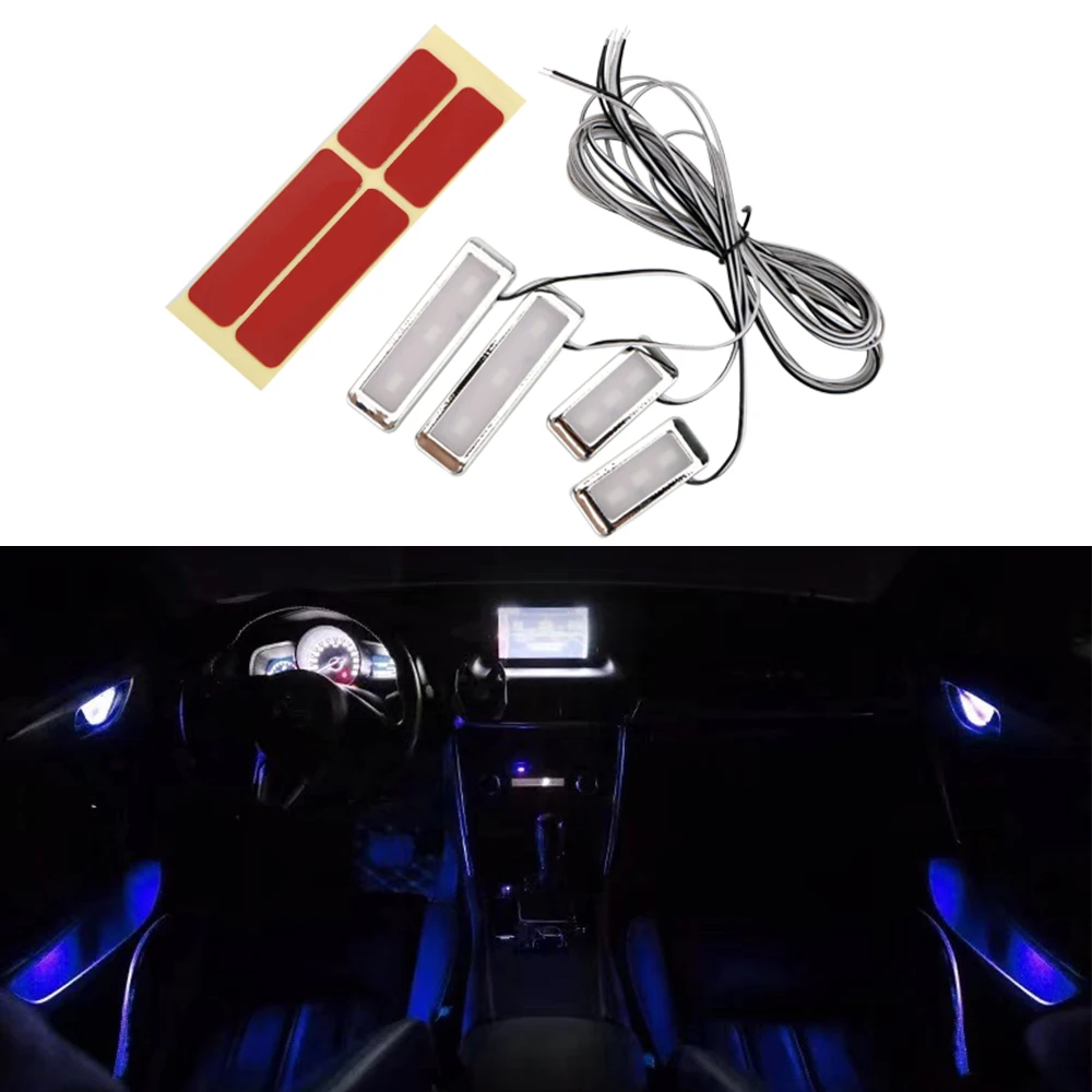  LEEPEE Armrest Inner Bowl Lights Decorative 4pcs Cool Door Handle Lighting 3 LEDs Car-styling Auto  - 33051505392