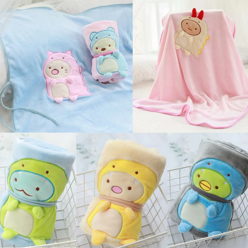 

candice guo cute plush toy lovely cartoon Sumikko Gurashi turn to dinosaur soft warm rolling blanket birthday Christmas gift 1pc