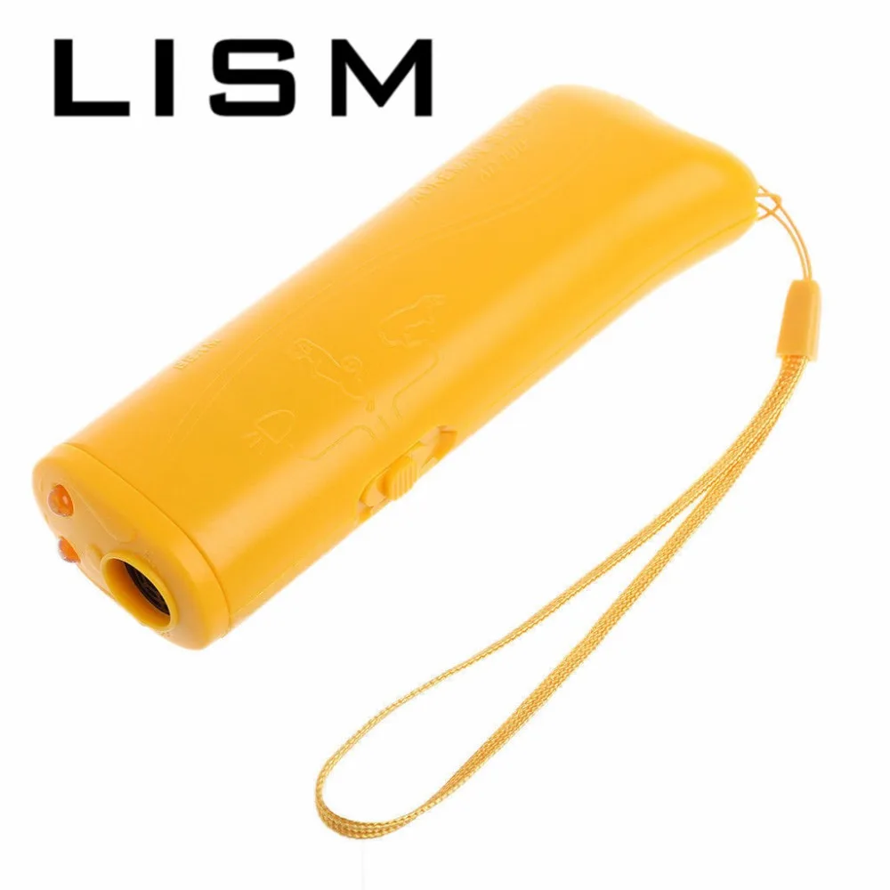 

Portable 3 in 1 Ultrasonic Dog Repeller Anti Barking Dog Training Device for Pets Dogs Repellent Control Yellow Black