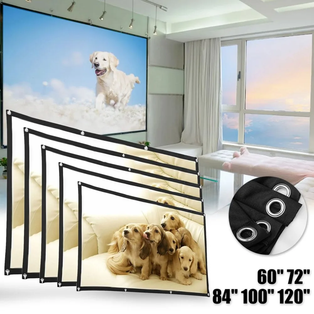 Portable Foldable Movie Projector Screen 16:9 Projection HD Home Theater Screen for Party Meeting Public Display