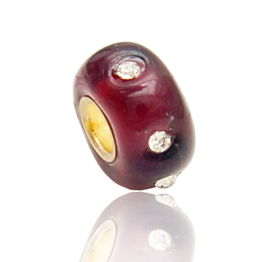 Yulaili Lampwork Bead Jewelry Fits 925 Sterling Silver Chain With Dark Red Decorated Small Rhinestone shining Set | Украшения и