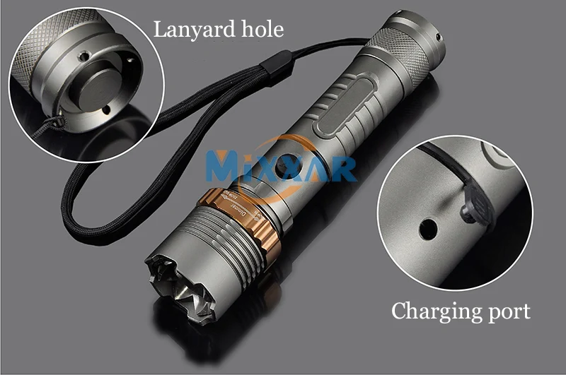 Self Defense T6 LED Rechargeable flashlight Torch Powerful Lantern Tactical Flashlights Camping Hiking Light Lamp 18650 Battery